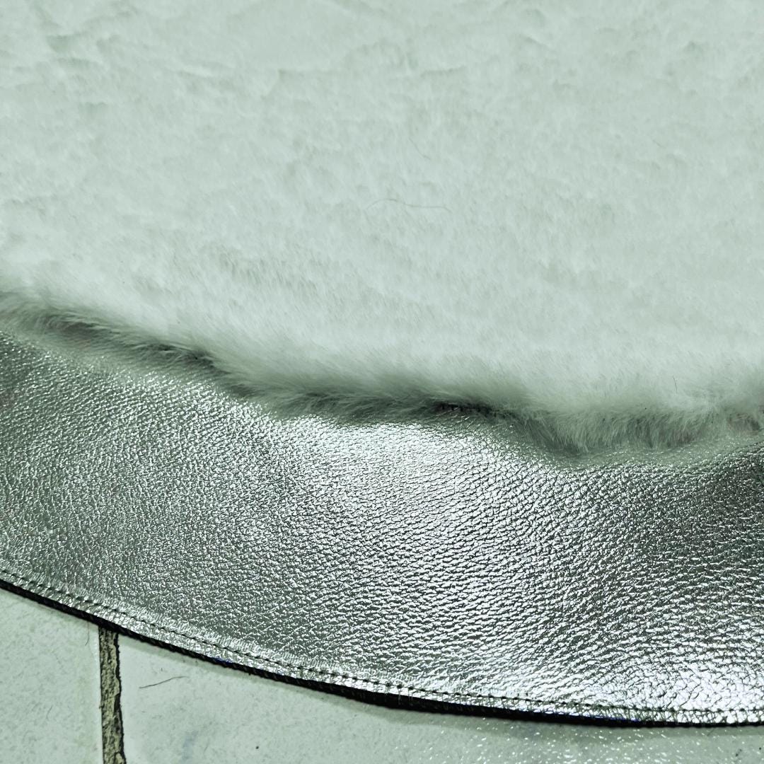 Handcrafted White Plush Faux Fur Rug: Modern Silver Accent Rug - BuzzLeatherCarpetHandcrafted White Plush Faux Fur Rug: Modern Silver Accent Rug