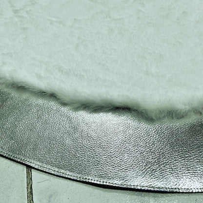 Handcrafted White Plush Faux Fur Rug: Modern Silver Accent Rug - BuzzLeatherCarpetHandcrafted White Plush Faux Fur Rug: Modern Silver Accent Rug
