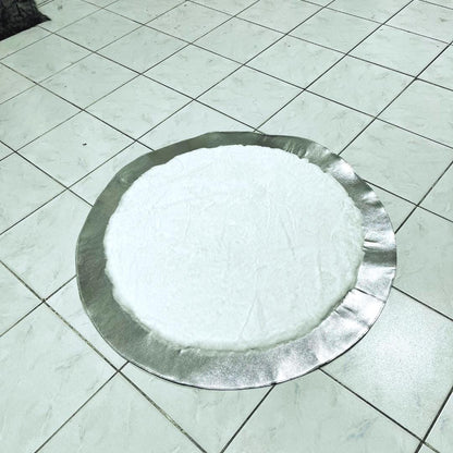 Handcrafted White Plush Faux Fur Rug: Modern Silver Accent Rug - BuzzLeatherCarpetHandcrafted White Plush Faux Fur Rug: Modern Silver Accent Rug