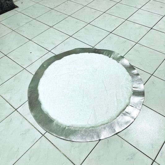 Handcrafted White Plush Faux Fur Rug: Modern Silver Accent Rug - BuzzLeatherCarpetHandcrafted White Plush Faux Fur Rug: Modern Silver Accent Rug