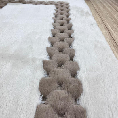 Handmade Beige Faux Leather Shag Rug - BuzzLeatherCarpetHandmade Beige Faux Leather Shag Rug
