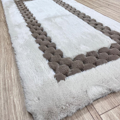 Handmade Beige Faux Leather Shag Rug - BuzzLeatherCarpetHandmade Beige Faux Leather Shag Rug