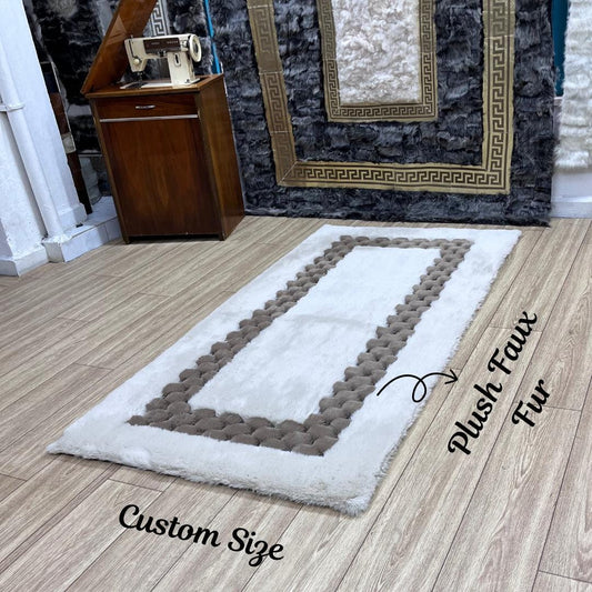 Handmade Beige Faux Leather Shag Rug - BuzzLeatherCarpetHandmade Beige Faux Leather Shag Rug