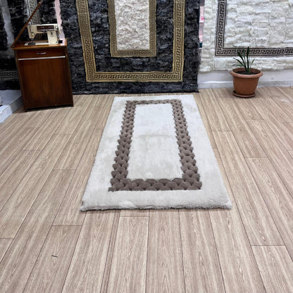 Handmade Beige Faux Leather Shag Rug - BuzzLeatherCarpetHandmade Beige Faux Leather Shag Rug