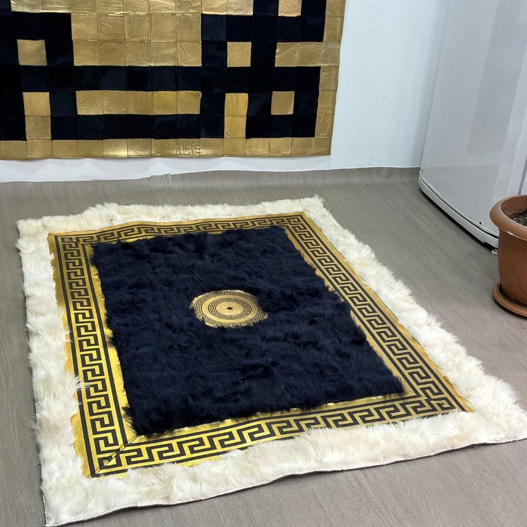 Handmade Beige - Gold Sheepskin Rug: Fluffy Area Rug - BuzzLeatherCarpetHandmade Beige - Gold Sheepskin Rug: Fluffy Area Rug