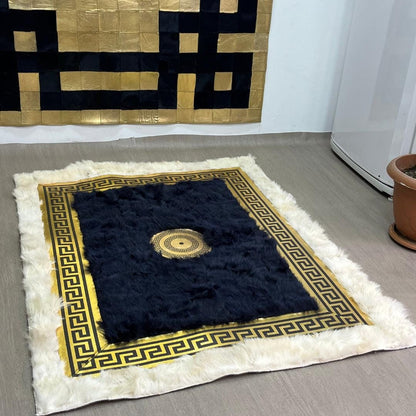 Handmade Beige - Gold Sheepskin Rug: Fluffy Area Rug - BuzzLeatherCarpetHandmade Beige - Gold Sheepskin Rug: Fluffy Area Rug