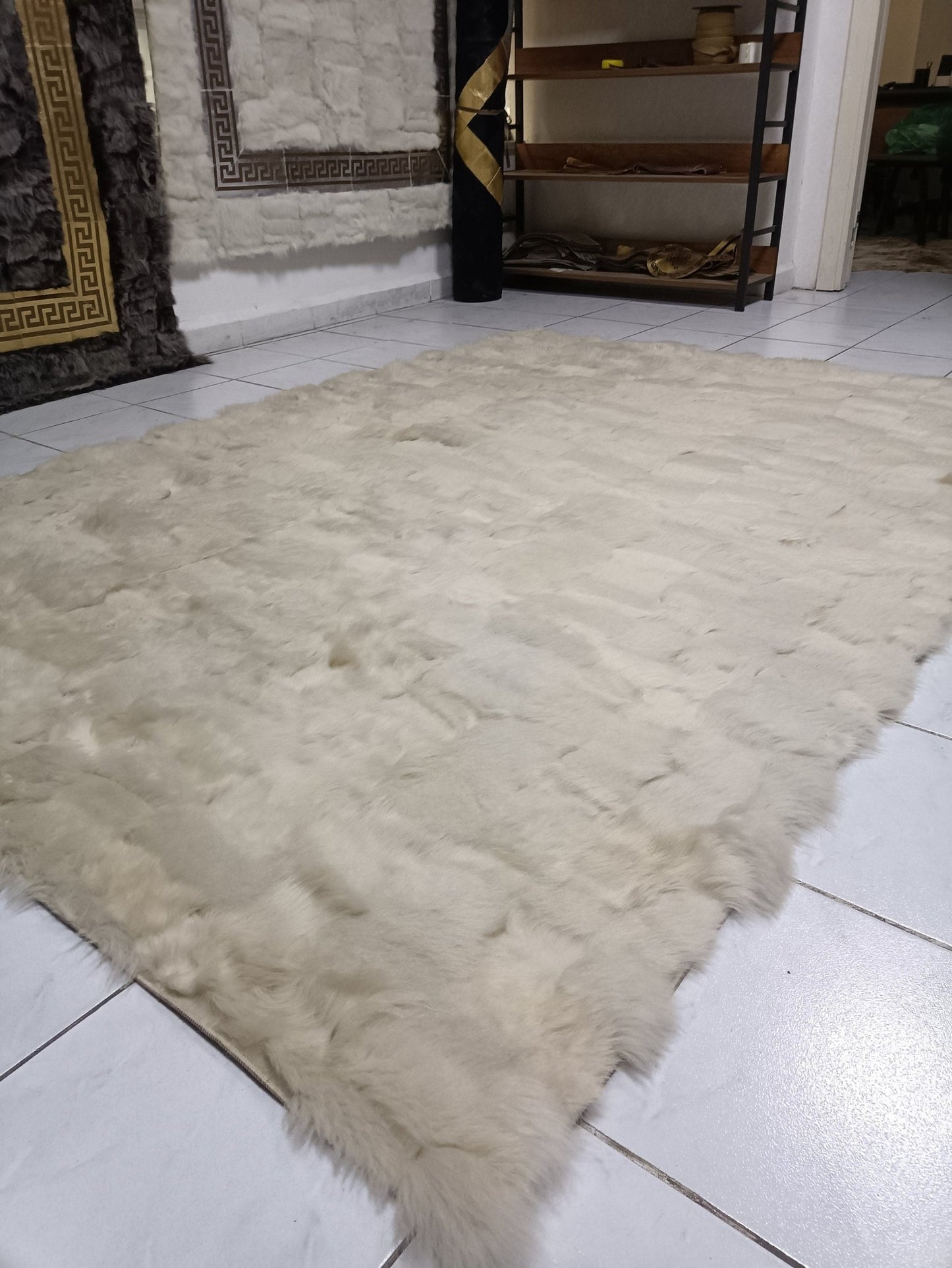 Handmade Beige Sheepskin Rug - BuzzLeatherCarpetHandmade Beige Sheepskin Rug