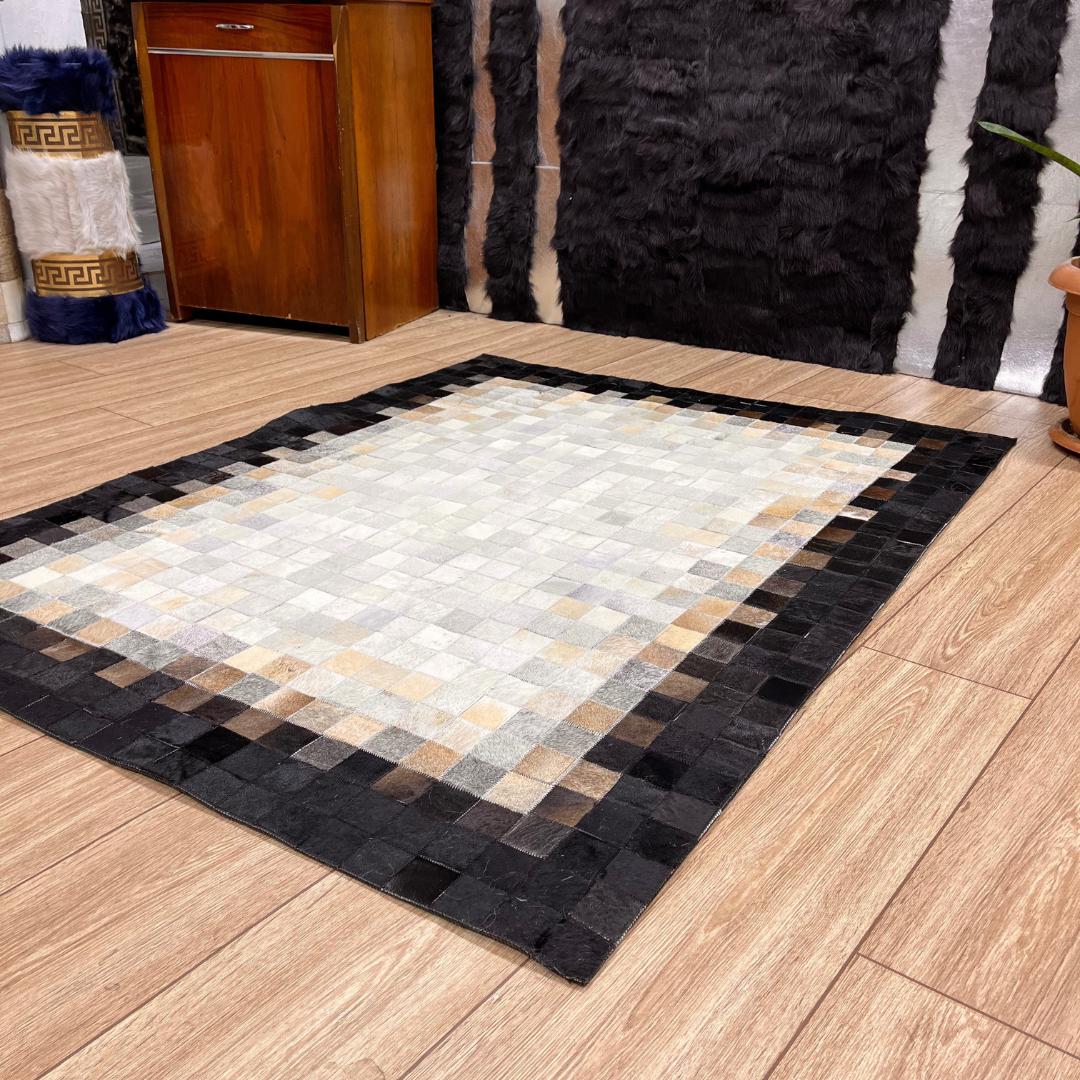 Handmade Black & White Cowhide Patchwork Runner Rug - BuzzLeatherCarpetHandmade Black & White Cowhide Patchwork Runner Rug