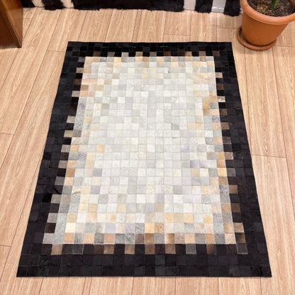 Handmade Black & White Cowhide Patchwork Runner Rug - BuzzLeatherCarpetHandmade Black & White Cowhide Patchwork Runner Rug