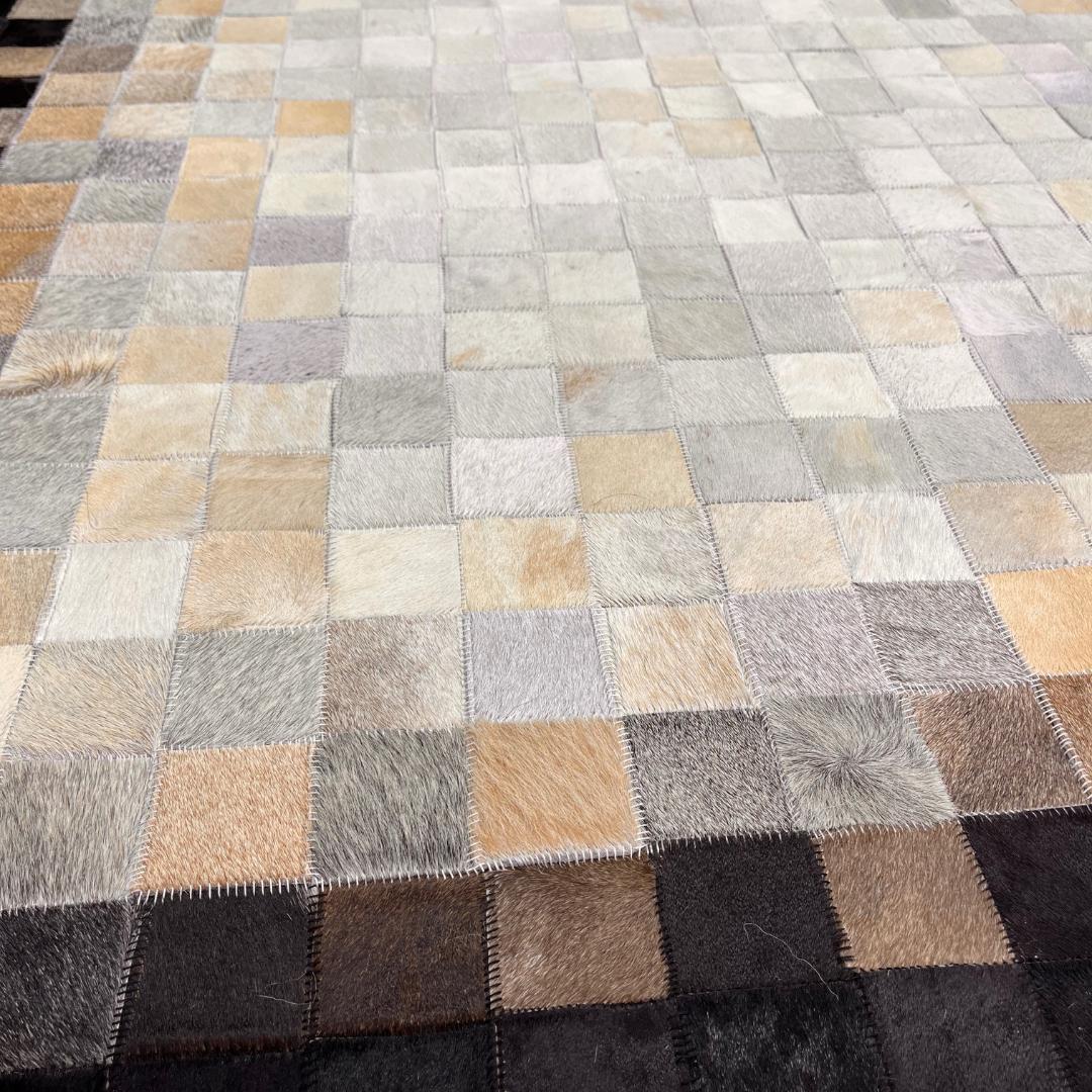 Handmade Black & White Cowhide Patchwork Runner Rug - BuzzLeatherCarpetHandmade Black & White Cowhide Patchwork Runner Rug