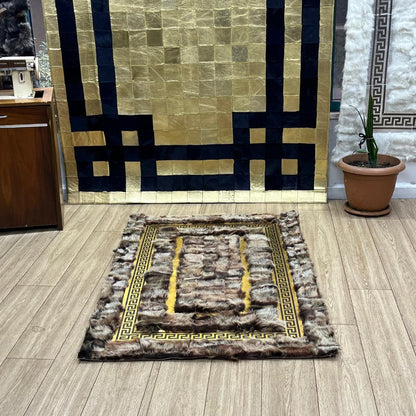 Handmade Brown - Gold Sheepskin Rug: Fluffy Living Room Carpet - BuzzLeatherCarpetHandmade Brown - Gold Sheepskin Rug: Fluffy Living Room Carpet