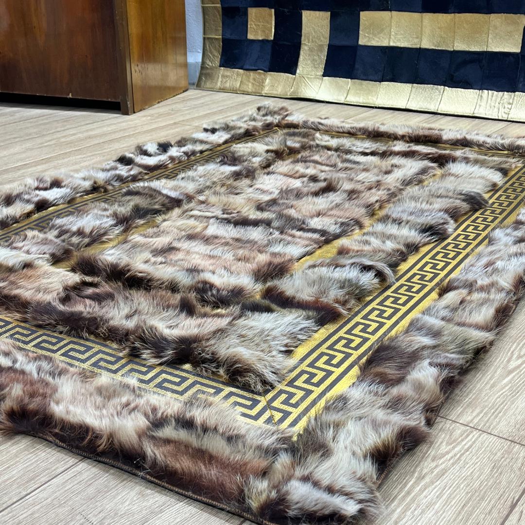 Handmade Brown - Gold Sheepskin Rug: Fluffy Living Room Carpet - BuzzLeatherCarpetHandmade Brown - Gold Sheepskin Rug: Fluffy Living Room Carpet