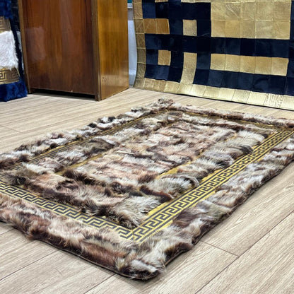 Handmade Brown - Gold Sheepskin Rug: Fluffy Living Room Carpet - BuzzLeatherCarpetHandmade Brown - Gold Sheepskin Rug: Fluffy Living Room Carpet