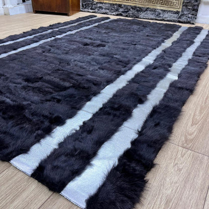 Handmade Brown Sheepskin Patchwork Rug - BuzzLeatherCarpetHandmade Brown Sheepskin Patchwork Rug