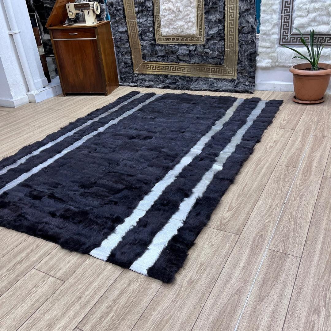 Handmade Brown Sheepskin Patchwork Rug - BuzzLeatherCarpetHandmade Brown Sheepskin Patchwork Rug