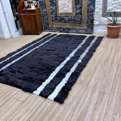 Handmade Brown Sheepskin Patchwork Rug - BuzzLeatherCarpetHandmade Brown Sheepskin Patchwork Rug