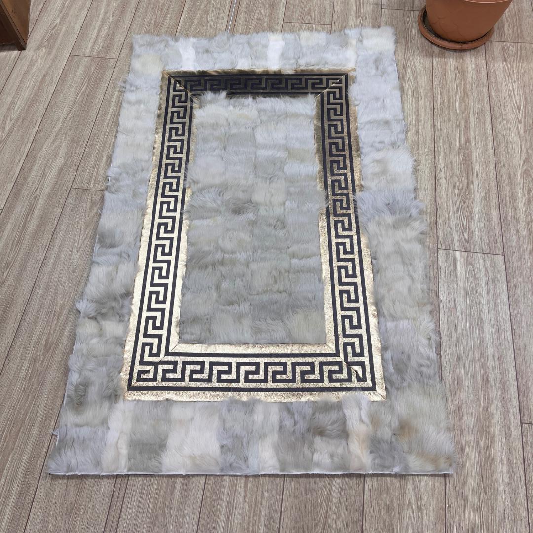 Handmade Creamy - Gold Sheepskin Patchwork Rug: Fluffy Wool Area Rug - BuzzLeatherCarpetHandmade Creamy - Gold Sheepskin Patchwork Rug: Fluffy Wool Area Rug