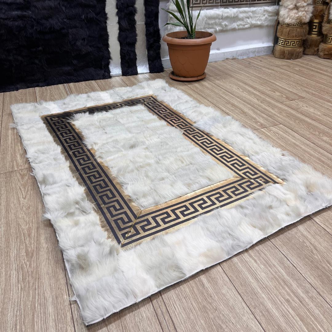 Handmade Creamy - Gold Sheepskin Patchwork Rug: Fluffy Wool Area Rug - BuzzLeatherCarpetHandmade Creamy - Gold Sheepskin Patchwork Rug: Fluffy Wool Area Rug