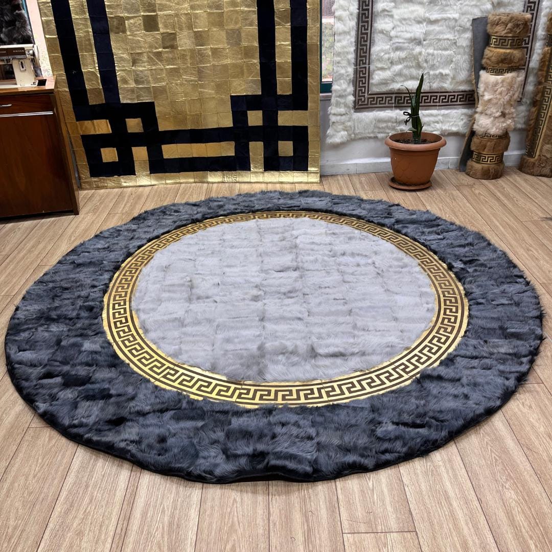 Handmade Gray Sheepskin Rug - BuzzLeatherCarpetHandmade Gray Sheepskin Rug