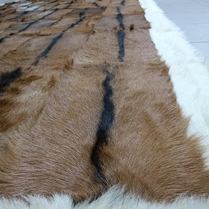 Handmade Patchwork Goatskin Rug: Genuine Fur Area Rug - BuzzLeatherCarpetHandmade Patchwork Goatskin Rug: Genuine Fur Area Rug