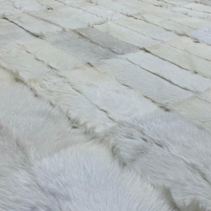Handmade Patchwork Goatskin Rug: Soft, Plush Texture - BuzzLeatherCarpetHandmade Patchwork Goatskin Rug: Soft, Plush Texture