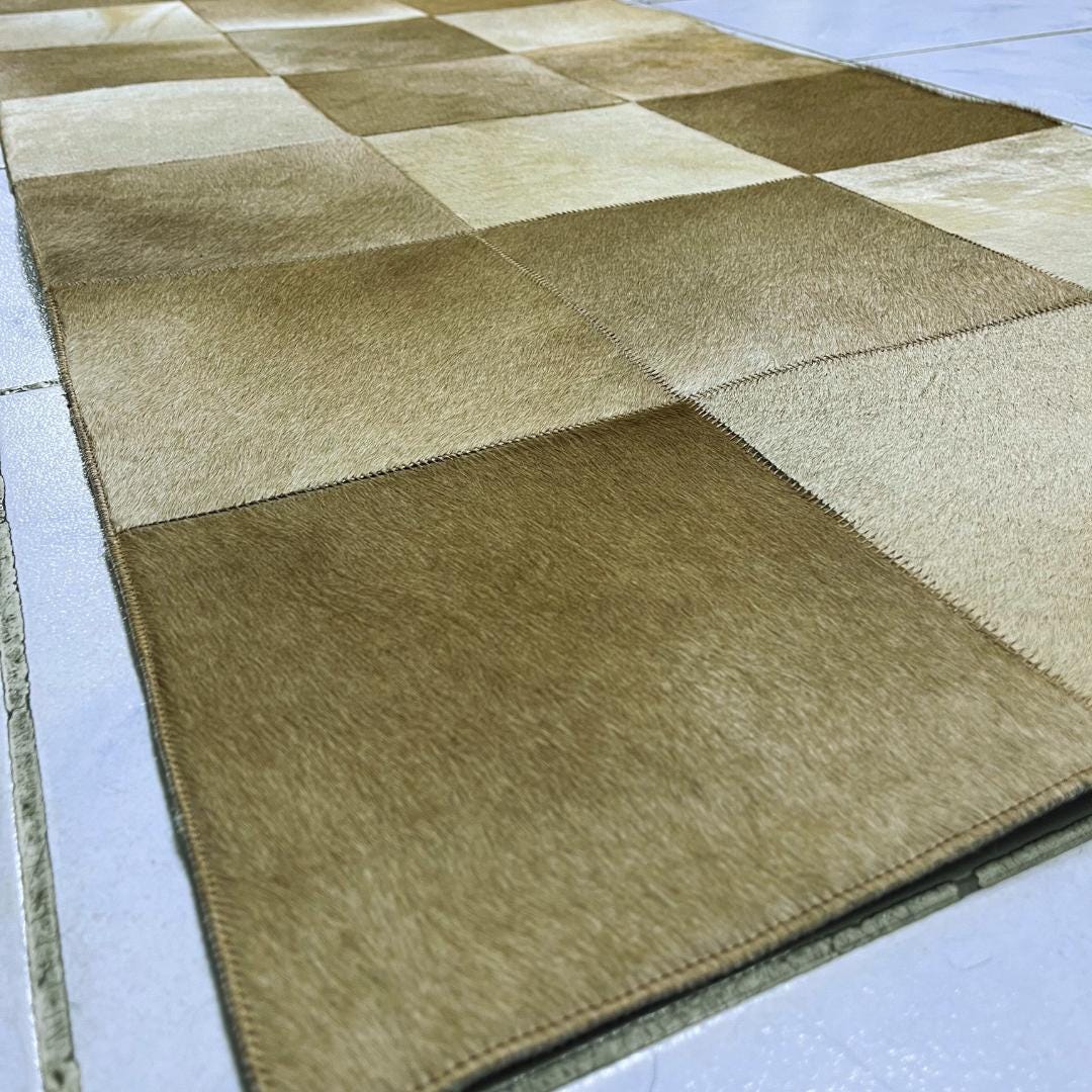 Handmade Tricolor Cowhide Patchwork Rug: Genuine Leather Runner Carpet - BuzzLeatherCarpetHandmade Tricolor Cowhide Patchwork Rug: Genuine Leather Runner Carpet