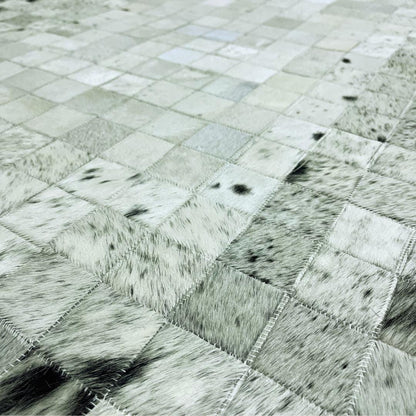 Handmade Tricolor Cowhide Rug: Luxury Patchwork Area Rug - BuzzLeatherCarpetHandmade Tricolor Cowhide Rug: Luxury Patchwork Area Rug