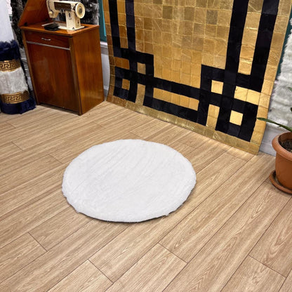 Handmade White Plush Faux Leather Rug - BuzzLeatherCarpetHandmade White Plush Faux Leather Rug