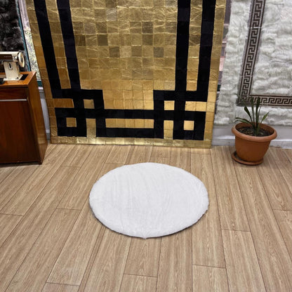 Handmade White Plush Faux Leather Rug - BuzzLeatherCarpetHandmade White Plush Faux Leather Rug