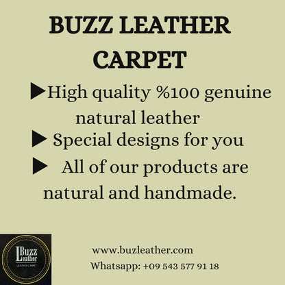 Natural Goatskin Area Rug - Brown Patchwork Leather Rug - Genuine Leather Runner Rug - Handmade Goatskin Leather Rug - New Home Gift