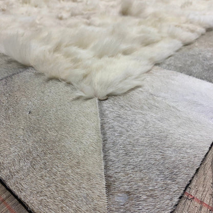 Natural White Sheepskin Patchwork Rug, Handmade Sheepskin Area Rugs, Fluffy Sheepskin Carpet, Wool Leather Rug, Mother's Day Gift