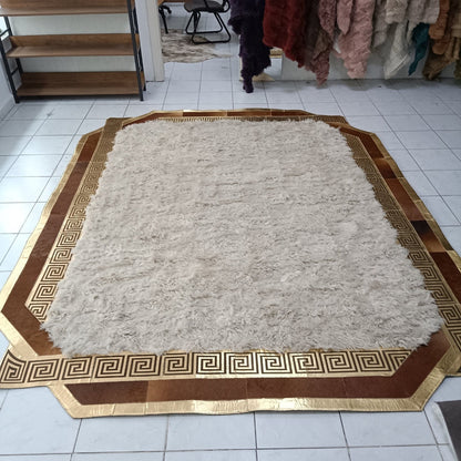 White Sheepskin Rug, Natural Gold and Brown Cowhide Rug, Genuine Lambskin Fur Rug, Rugs For Living Room, Mother's Day Gift