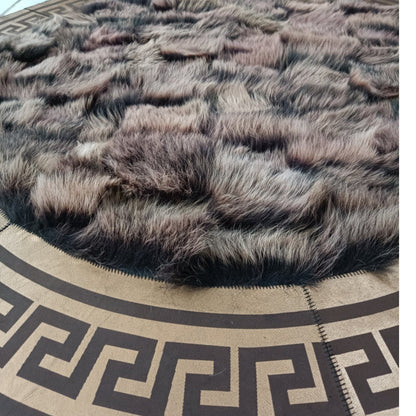 Round Brown Sheepskin Rug - Handmade Area Rugs - Giant Sheepskin Rug - Natural Sheepskin Rugs for Living Room - Leather Rug - New Home Gift