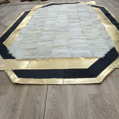 Gold Cowhide White Sheepskin Fur, Natural Gold Cowhide Leather Rug, Lambskin Fur Rug, Soft Area Rug, Rugs For Living Room, Mother's Day Gift
