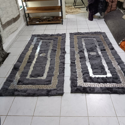 Luxury Anthracite-Silver Sheepskin Rug for Living Room, Natural Floor Fur Rugs, Shaggy Area Rugs, Sheepskin Area Rugs, Mother's Day Gift