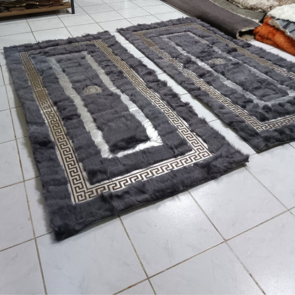 Luxury Anthracite-Silver Sheepskin Rug for Living Room, Natural Floor Fur Rugs, Shaggy Area Rugs, Sheepskin Area Rugs, Mother's Day Gift