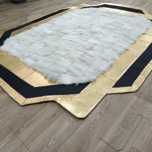 Gold Cowhide White Sheepskin Fur, Natural Gold Cowhide Leather Rug, Lambskin Fur Rug, Soft Area Rug, Rugs For Living Room, Mother's Day Gift