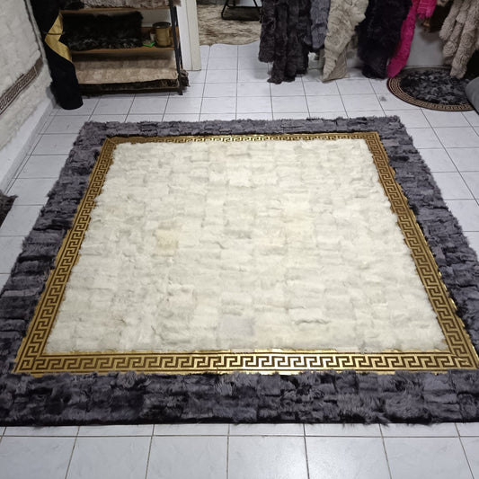 Gray Sheepskin Rug - Gray-White Sheepskin Rug - Fluffy Area Rugs - Soft Area Rug - Rugs for Living Room - Wool Area Rug - Mother's Day Gift