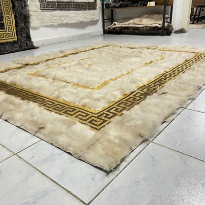 Creamy Sheepskin Fur Rug, Creamy-Gold Sheepskin Area Rug, Wool Area Rugs, Soft Area Rugs, Rugs For Living Room, Mother's Day Gifts