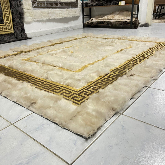 Creamy Sheepskin Fur Rug, Creamy-Gold Sheepskin Area Rug, Wool Area Rugs, Soft Area Rugs, Rugs For Living Room, Mother's Day Gifts