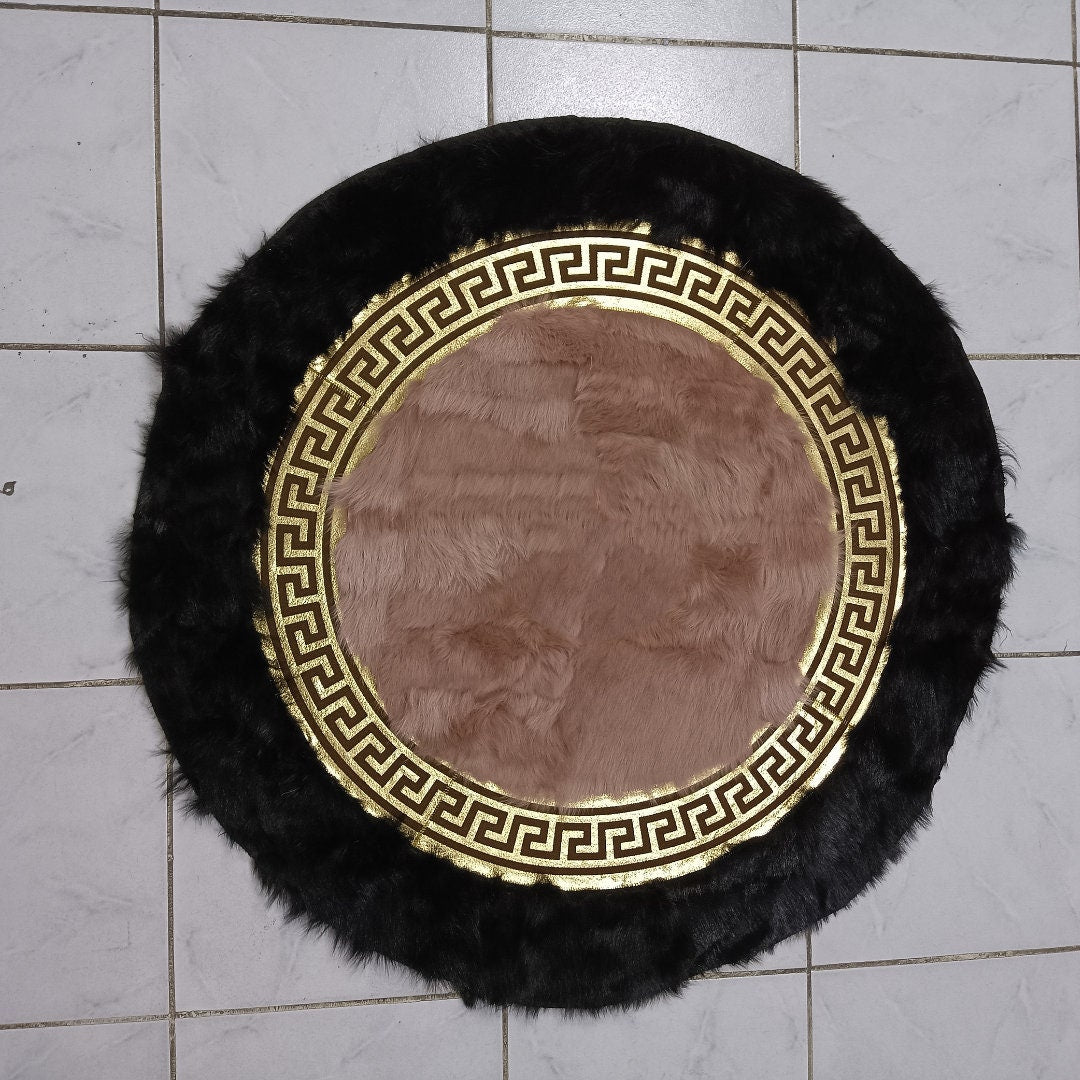 Round Black Sheepskin Rug - Handmade Area Rugs - Giant Sheepskin Rug - Large Sheepskin Rugs for Living Room - Leather Rug - New Home Gift