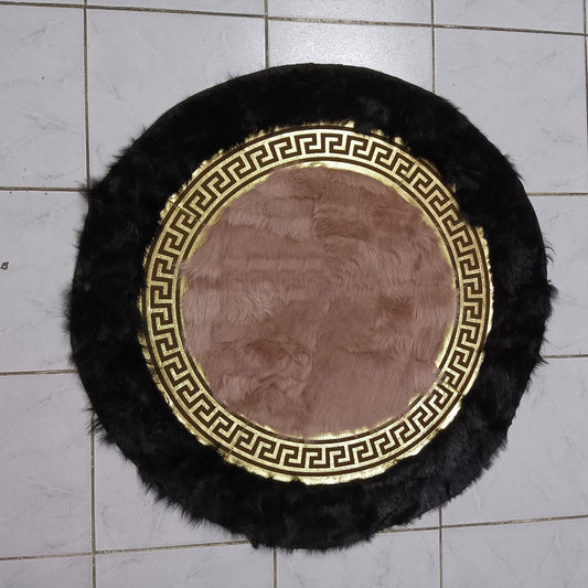 Round Black Sheepskin Rug - Handmade Area Rugs - Giant Sheepskin Rug - Large Sheepskin Rugs for Living Room - Leather Rug - New Home Gift
