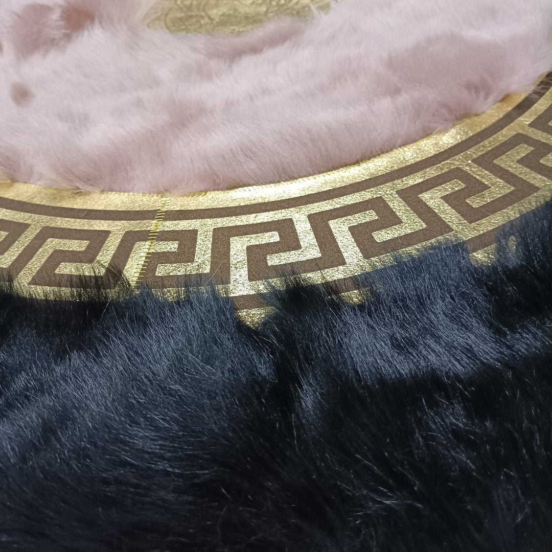 Round Black Sheepskin Rug - Handmade Area Rugs - Giant Sheepskin Rug - Large Sheepskin Rugs for Living Room - Leather Rug - New Home Gift