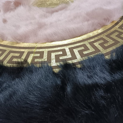 Round Black Sheepskin Rug - Handmade Area Rugs - Giant Sheepskin Rug - Large Sheepskin Rugs for Living Room - Leather Rug - New Home Gift