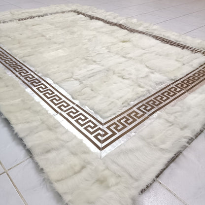 White Sheepskin Rug - White-Silver Sheepskin Fur Rug - Shaggy Soft Area Rugs - Real Leather Carpet - Mother's Day Gift