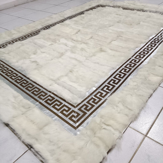 White Sheepskin Rug - White-Silver Sheepskin Fur Rug - Shaggy Soft Area Rugs - Real Leather Carpet - Mother's Day Gift