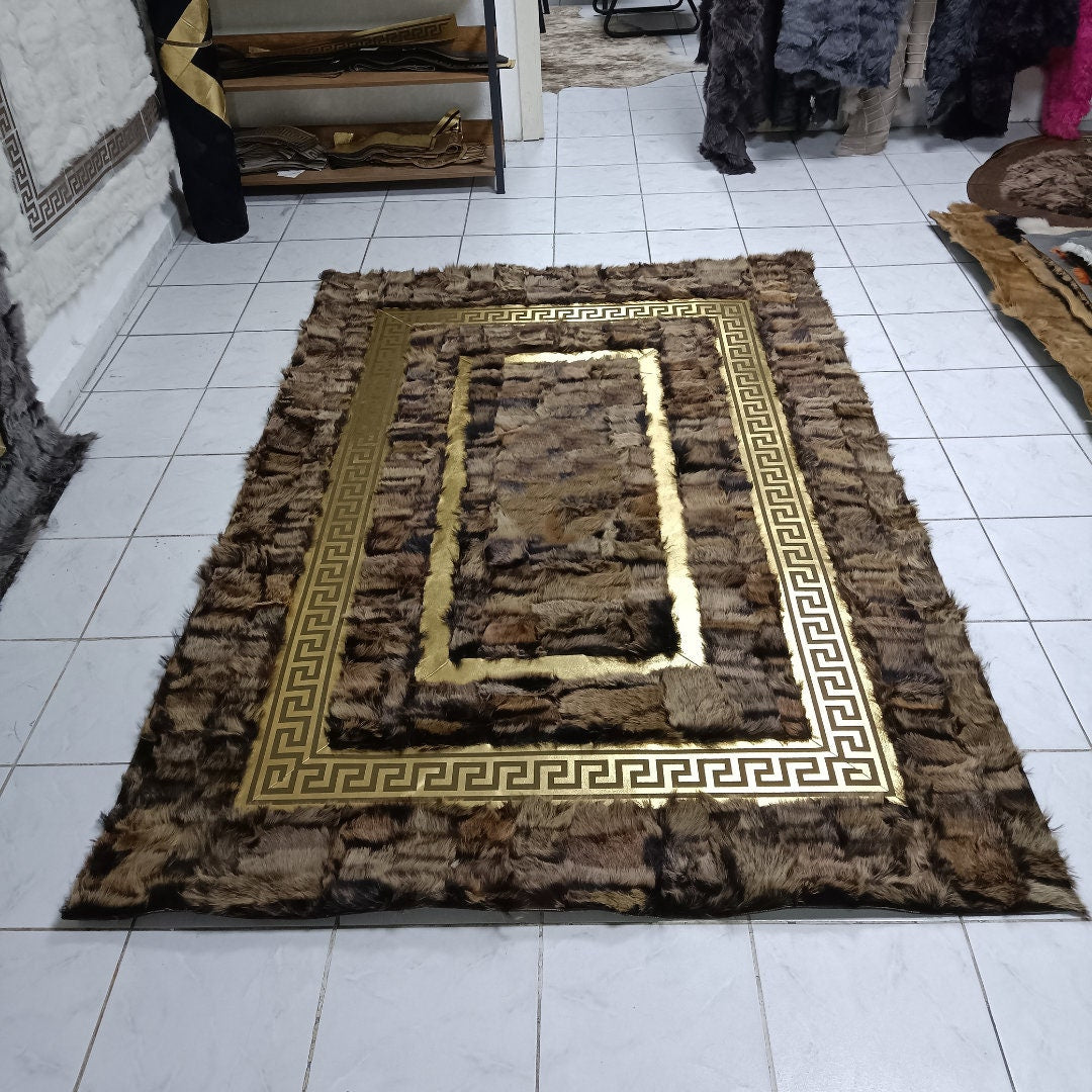 Brown Sheepskin Rug, Brown-Gold Sheepskin Fur Rug, Giant Sheepskin, Fluffy Area Rugs, Soft Area Rug, Rugs for Living Room, Mother's Day Gift