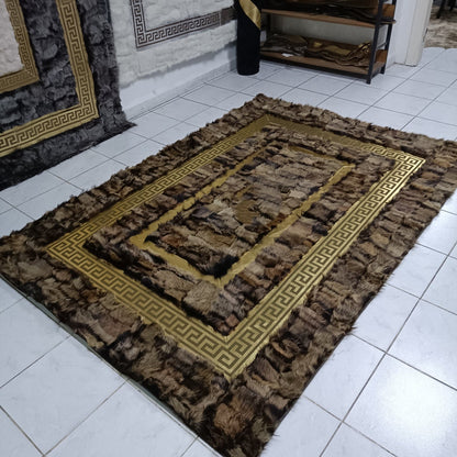 Brown Sheepskin Rug, Brown-Gold Sheepskin Fur Rug, Giant Sheepskin, Fluffy Area Rugs, Soft Area Rug, Rugs for Living Room, Mother's Day Gift