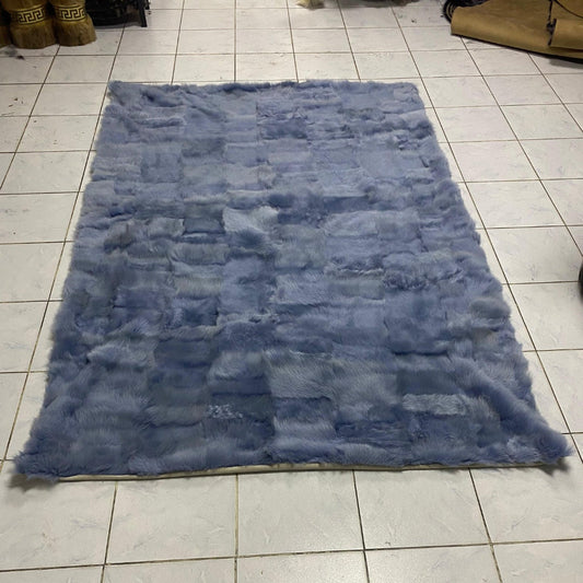 Ultra Soft Leather Blue Natural Sheepskin Blanket, Cozy Fur Throw Blanket, Soft Fur Bed Cover, Kingsize Blanket, Gift idea