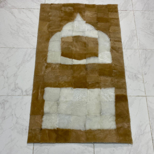 Green and White Sheepskin Prayer, Sheepskin Fur Prayer, Genuine Sheepskin,Prayer Rug Muslim Man, Islamic Muslim Gift, Muslim Wedding Gift